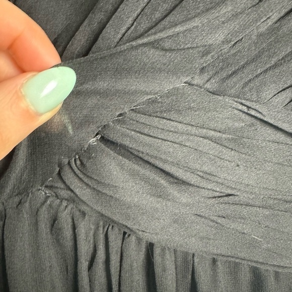 Rickie Freeman for Teri Jon Black 100% Silk 90s Y2K Rosette Strap Mini Dress 14 - Picture 11 of 16